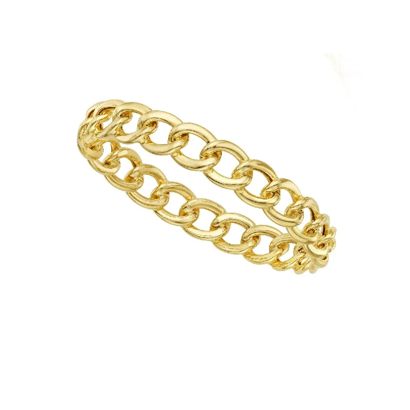 Thick Bangles-14K Yellow Gold Eternity Curb Slip-on Bangle BG2488