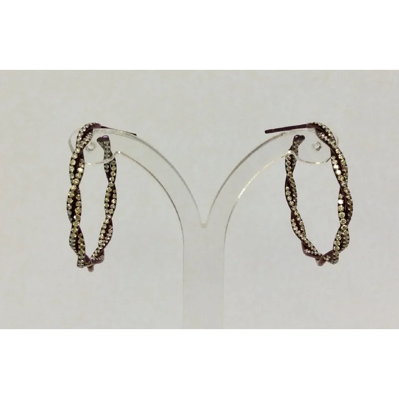 Fashionable Earrings-Titanium Diamond Twist Hoop Earrings