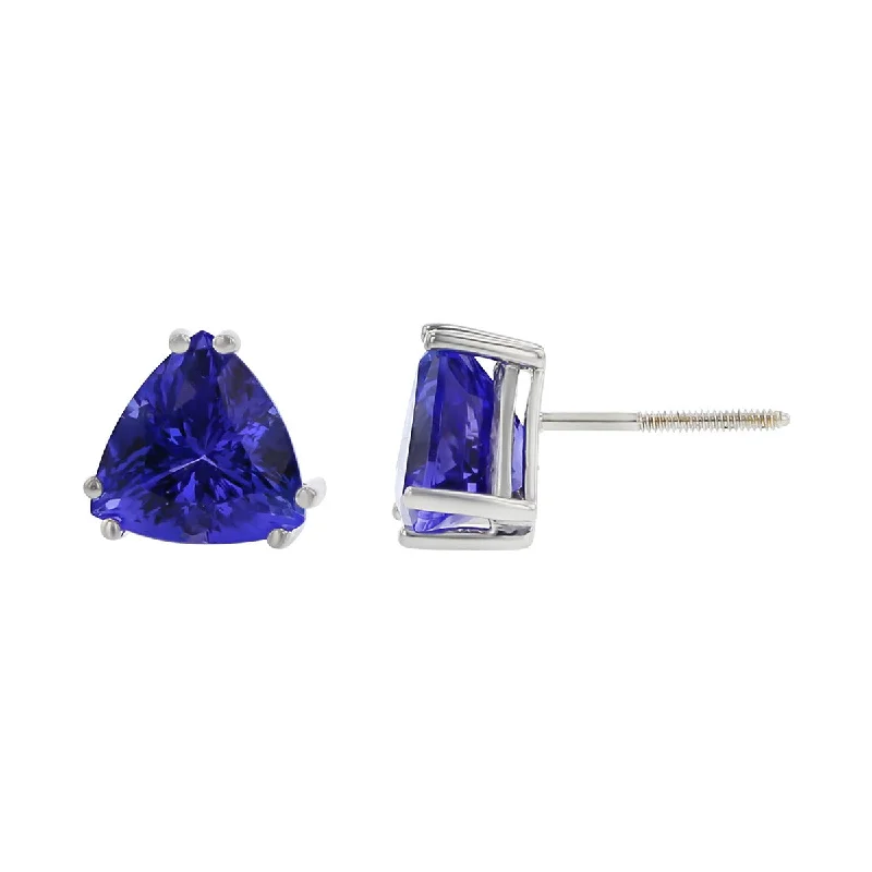 Matching Earrings-Sterling Silver Trillion Tanzanite Stud Earrings