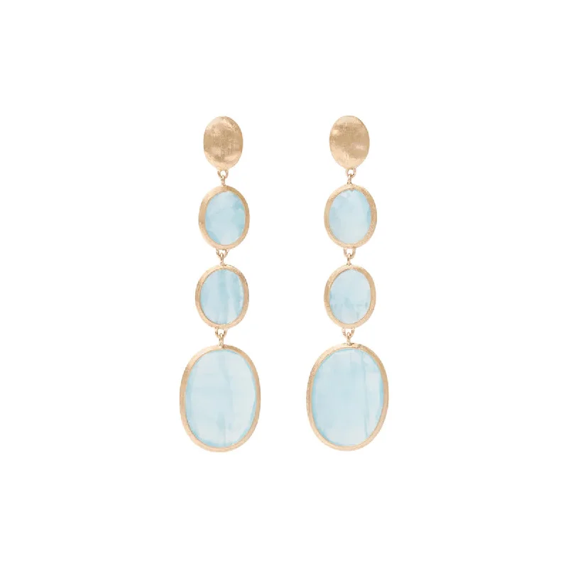 Festival Stud Earrings-18K Yellow Gold Aquamarine Four Drop Earrings