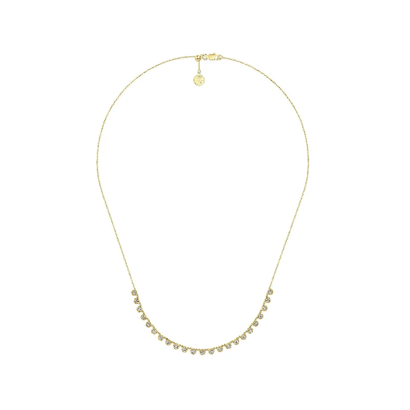 Gold Chain Necklaces-14K Yellow Gold Diamond Choker Adjustable Necklace