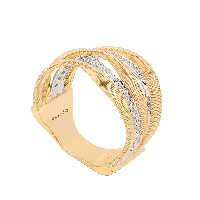 Handmade Diamond Rings-Marco Bicego 18K Yellow Gold Marrakech 5-Band Coil Ring with Diamonds